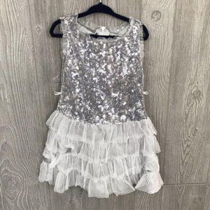 Le pink size 4 sequin silver tulle dress glitter
